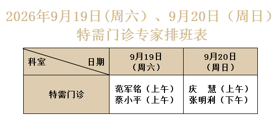 坐诊表